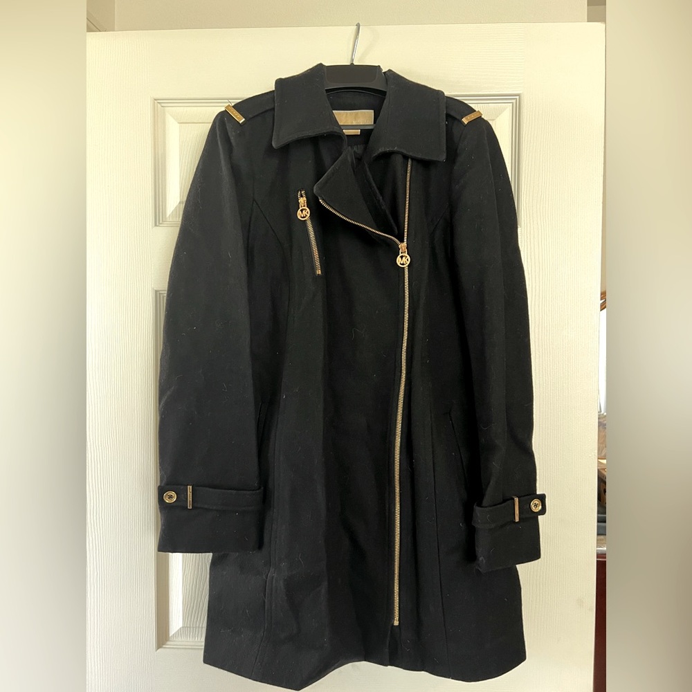 Michael Kors pea coat  Black with gold hardware